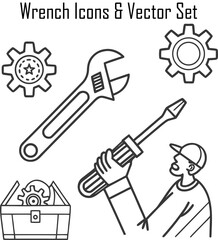 Wrench Icons & vector Set