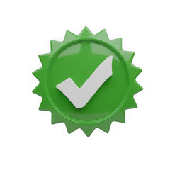 Green checkmark badge isolated on transparent background