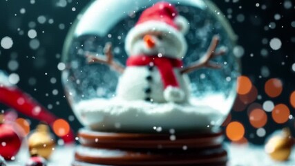 A snow globe featuring a snowman within, donned with a red hat - Powered by Adobe
