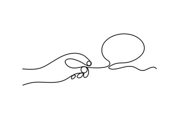 Minimalist one line drawing of speech bubble isolate vector illustration
