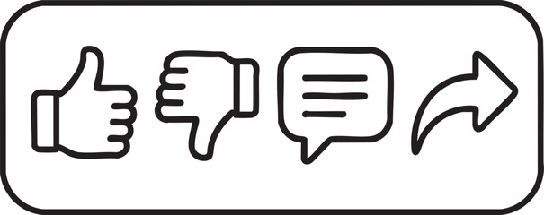 Fototapeta premium Vector Minimalist Feedback and Message Icons in Black Line Art with Symmetrical Layout