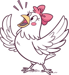 Rooster and hen bird vector illustration with a cute cartoon chicken design