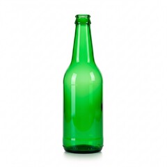 Empty green glass bottle, isolated on white