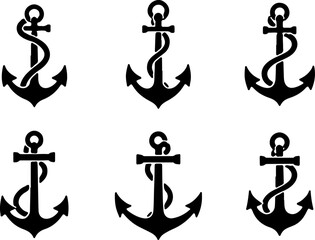 Naklejka premium Nautical Anchor Icons Collection