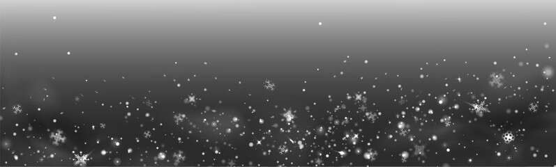 Snow shimmer png overlay with falling snowflakes and sparkle effects for winter design on grey background. White glitter particles with bokeh light for holiday decoration. Festive frost texture