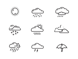 Rain Line Art Dancing Drops Fall Gently
