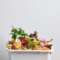 A white container brimming with a vibrant assortment of various types of colorful candies, showcasing an enticing mix of shapes and flavors.