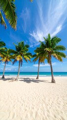 Obraz premium Tropical beach scene with palm trees