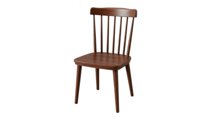 A wooden chair with a classic design isolated on transparent background for dining