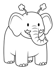 Obraz premium Cartoon Elephant Monster Coloring Page with Antennae-Like Decorations
