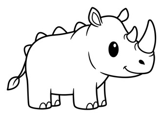 Obraz premium Cute Cartoon Rhinoceros Monster Outlined Illustration