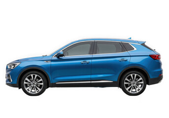 Photo of modern blue suv car isolated on transparent background