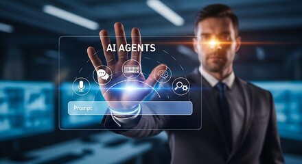 modern detailed professional high quality AI Agents in a Digital Workspace