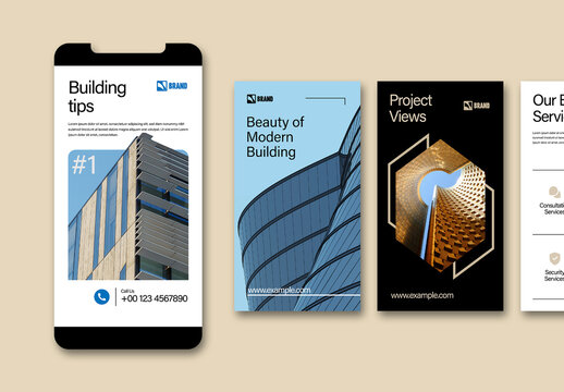 Modern Architecture Social Media Story Set Layout