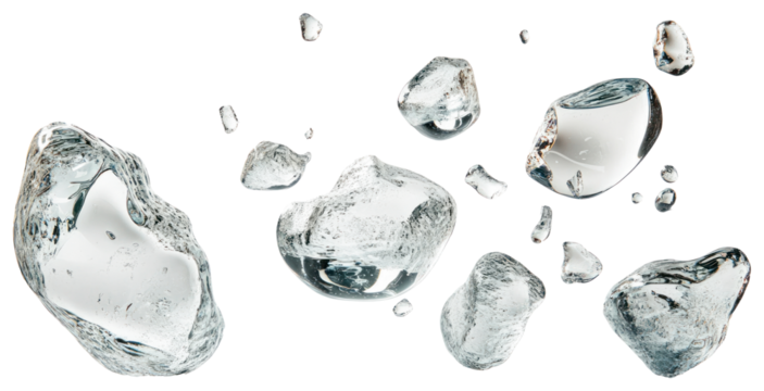 PNG Glass floating crystals isolated.