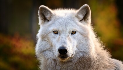 Fototapeta premium portrait of a white wolf generative ai