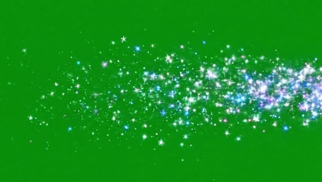 Magical Spell Casting Animation with Twinkling Stars and Glowing Particles Flowing Across Green Screen for Easy Video Editing
