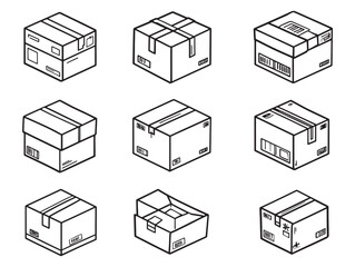 Stack of Parcels line art illustration for delivery