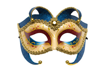 Venetian Mask: Blue, Gold, and Red Carnival Costume Accessory