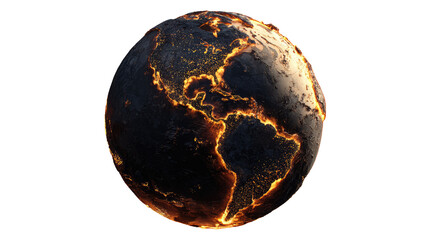 Fiery Earth.  A digitally rendered, highly detailed globe of Earth.  