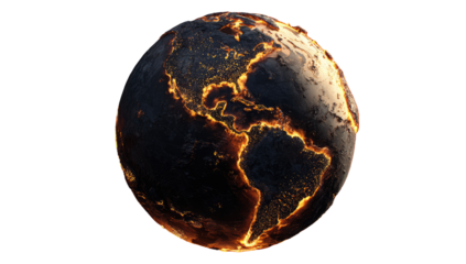 Fiery Earth.  A digitally rendered, highly detailed globe of Earth.  