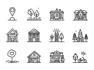 Fototapeta premium Street View line art illustration for urban scenery