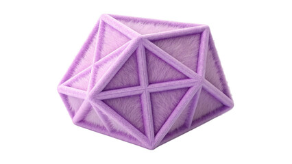 Geometric purple crystal structure isolated on transparent background