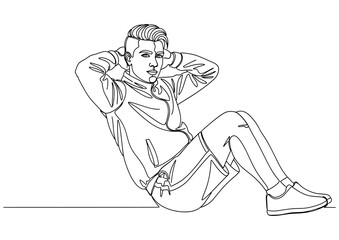 Young man doing sit-ups, a core-strengthening exercise for abdominal muscles.