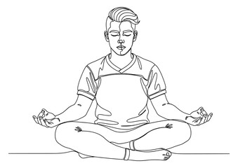Man sitting in a cross-legged position, meditating or doing yoga.