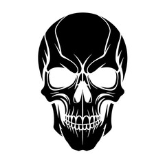 Obraz premium Black skull head png transparent background