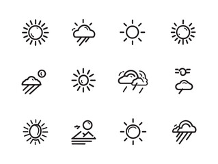 Sunny Line Art Radiant Sunlight Clear Blue Sky