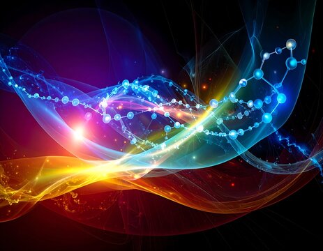 Abstract swirling molecules in vibrant colors