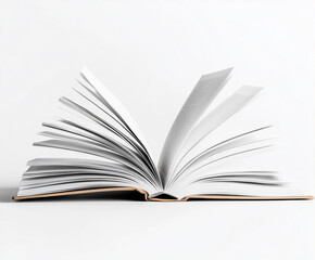 Obraz premium An open book with moving pages, white background cutout