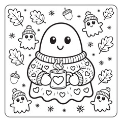 Naklejka premium Spooky Fuzzy Coloring pages for Vector 