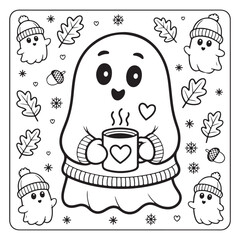 Cute Spooky Fuzzy and Coffee Bold and Easy Coloring Book	
