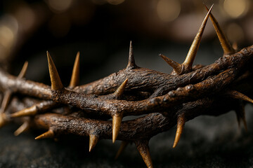 Close up Crown of Thorns. Christianity concept