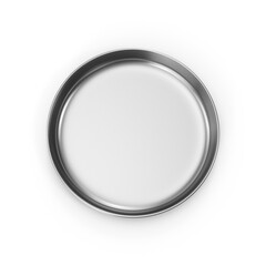 Round Stainless Steel Plate Isolated on Transparent Background