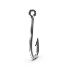 Single Metal Fishing Hook Isolated on Transparent Background