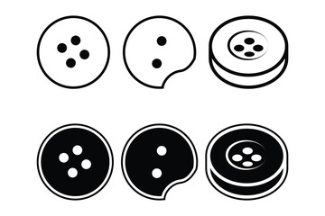 Buttons set art silhouette vector out line art on white background