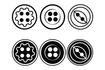 Buttons set art silhouette vector out line art on white background