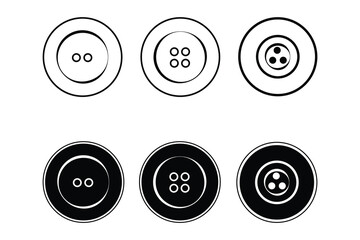 Buttons set art silhouette vector out line art on white background