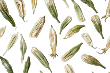 Freshly harvested okra pods arranged artistically for culinary presentation