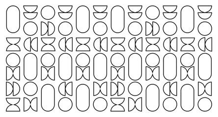 Grid Pattern of Geometric Shapes in outline style. Vector illustration isolated on white background..eps