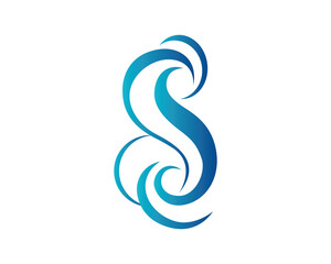 Obraz premium Abstract stylized logo design featuring flowing blue waves, forming an 'S' shape.