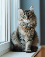Cat Sitting Gracefully on Windowsill