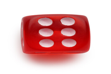Red game dice isolated on white background