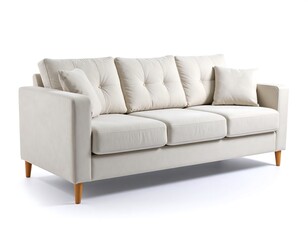Beige couch against white background (1)