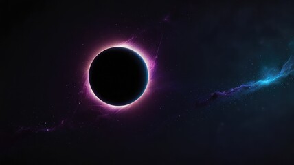 Naklejka premium Dark cosmic circle, vibrant nebulae, and space.