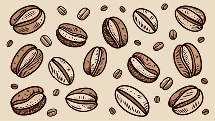 coffee beans seamless background