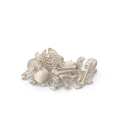 Animal Skeleton Bones Pile Isolated on Transparent Background